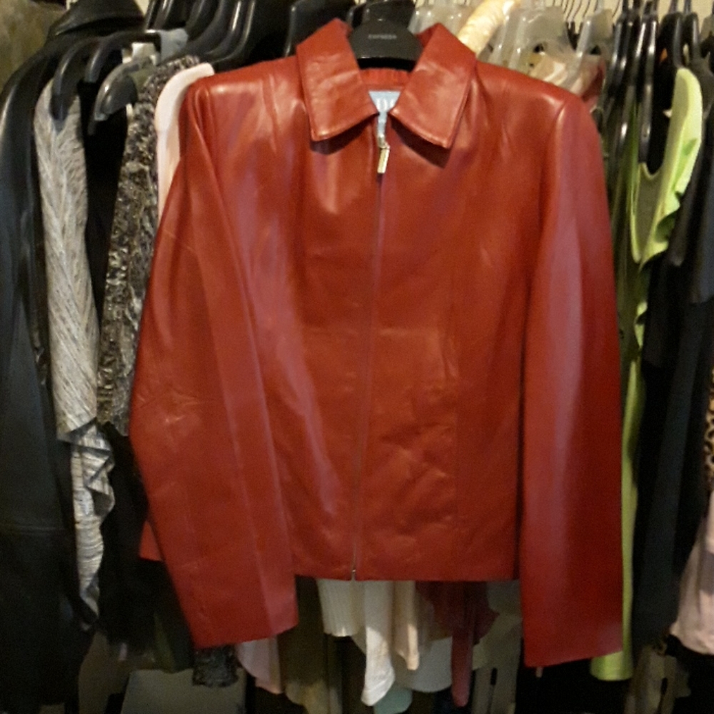 red leather jacket